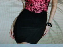Load image into Gallery viewer, Red/Black Floral Lace Halter Neck Mini Dress