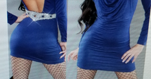 Load image into Gallery viewer, Sexy Blue Ruffle Backless Mini Dress