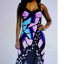 Load image into Gallery viewer, Butterfly Print Backless Wrap Around Party Dress