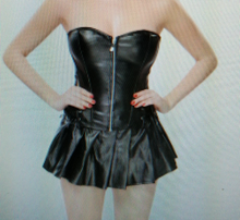 Load image into Gallery viewer, Faux Leather Basque Corset Bustier Mini Skirt