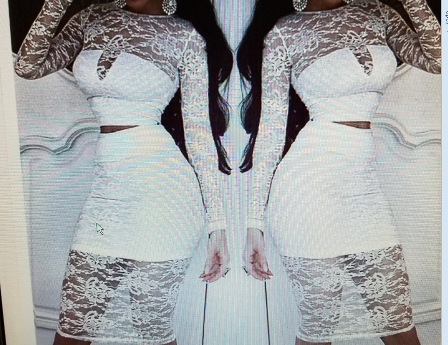 White 2-Piece Sexy Lace Long Sleeve Knee Length Bra-In Dress