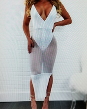 Load image into Gallery viewer, Transparent V-Neck Calf Length Leotard Style Dress