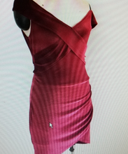 Load image into Gallery viewer, Elegant Wine/Red Off The Shoulder Velvet Dress