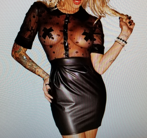 Sexy Wet Look Hollow Top Mini Dress - Pasties Not Included