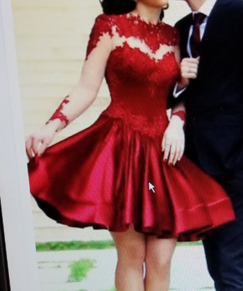 Elegant Backless Lace Mini Evening Dress (Red)