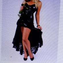 Load image into Gallery viewer, Exotic Vinyl Off Shoulder Backless Mini Dress With Extended Lace Bottom