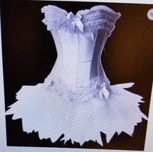 Load image into Gallery viewer, Beautiful White Bowtie Corset Top With Matching Ruffle Skirt