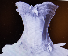 Load image into Gallery viewer, Beautiful White Bowtie Corset Top With Matching Ruffle Skirt