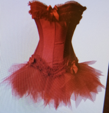 Load image into Gallery viewer, Red Corset Top With Matching Ruffle Skirt