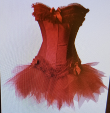 Load image into Gallery viewer, Red Corset Top With Matching Ruffle Skirt