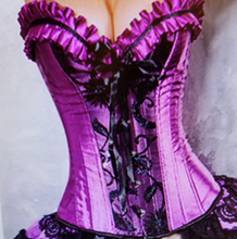 Load image into Gallery viewer, Beautiful Purple Open Bust Corset Top With Matching Thong Panties