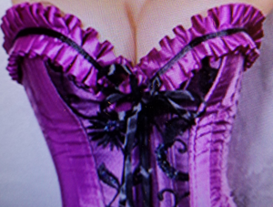 Beautiful Purple Open Bust Corset Top With Matching Thong Panties