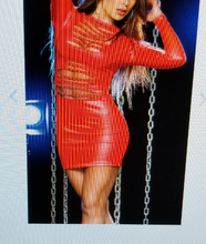 Load image into Gallery viewer, Red Faux Leather Long Sleeve Mini Dress