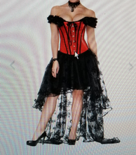 Load image into Gallery viewer, Exotic Red Off Shoulder Lace Up Corset Dress With Extended Back