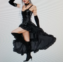 Load image into Gallery viewer, Black Gothic Leather Steampunk Lace Up Corset Dress With Extended Back