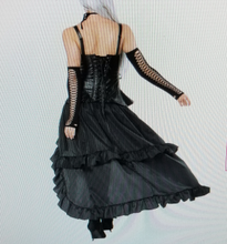 Load image into Gallery viewer, Black Gothic Leather Steampunk Lace Up Corset Dress With Extended Back