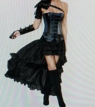 Load image into Gallery viewer, Blue Steampunk Leather Buckle Over Bust Corset Dress With Extended Back Shoulder Harness Included