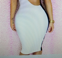 Load image into Gallery viewer, Sexy Black And White Hollow Out Dress