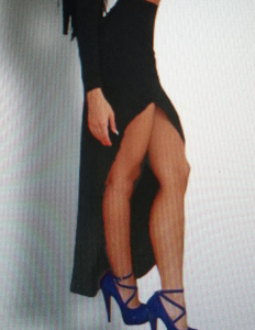 Sexy Black 2 Piece Long Sleeve Crop Top With Matching Long Slit Skirt